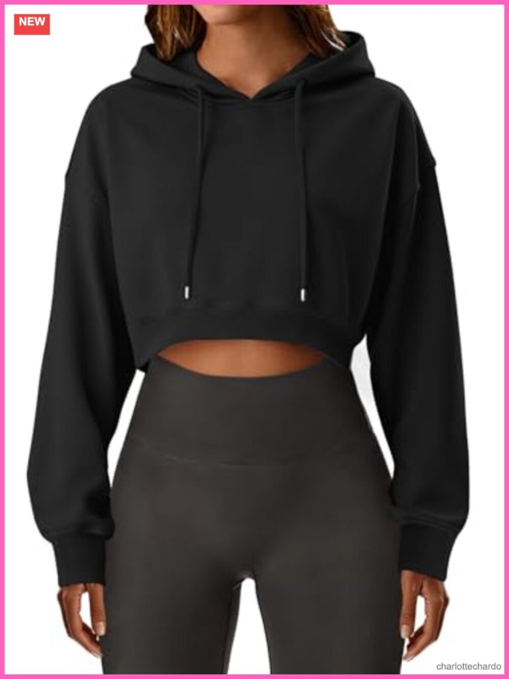 Cropped Hoodie Women Long Sleeve 99% Polyester 1% Elastane Casual